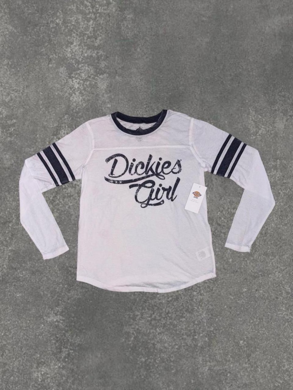 Dickies Girl White Long Sleeve Ringer Tee in a Size Medium